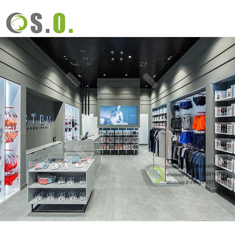 LUX Design Fashion Modern Clothes Store Display Metal Display Racks Wooden Clothing Display Cabinet