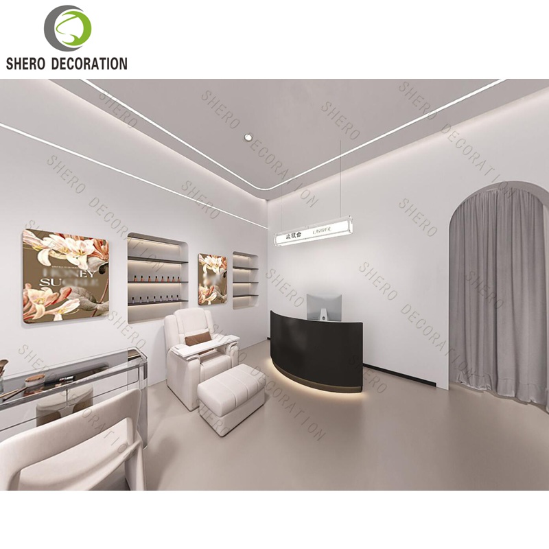 Multi-Tiered Cosmetic Counter Fitting Makeup Counter Display Furniture