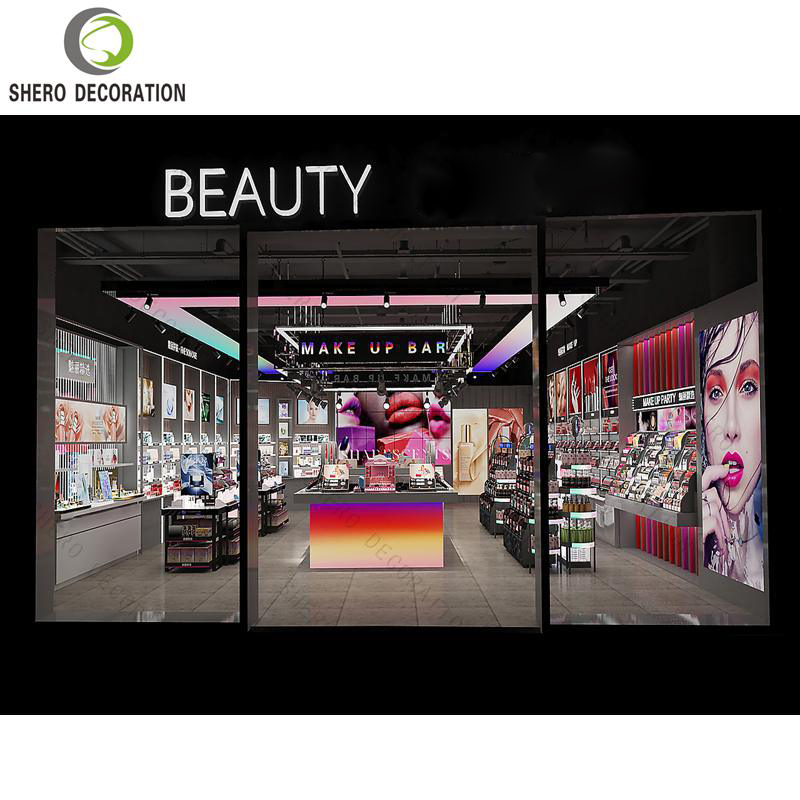 Hot Product Modern Design Makeup Display Showcase Cosmetic Shopping Display Fitting