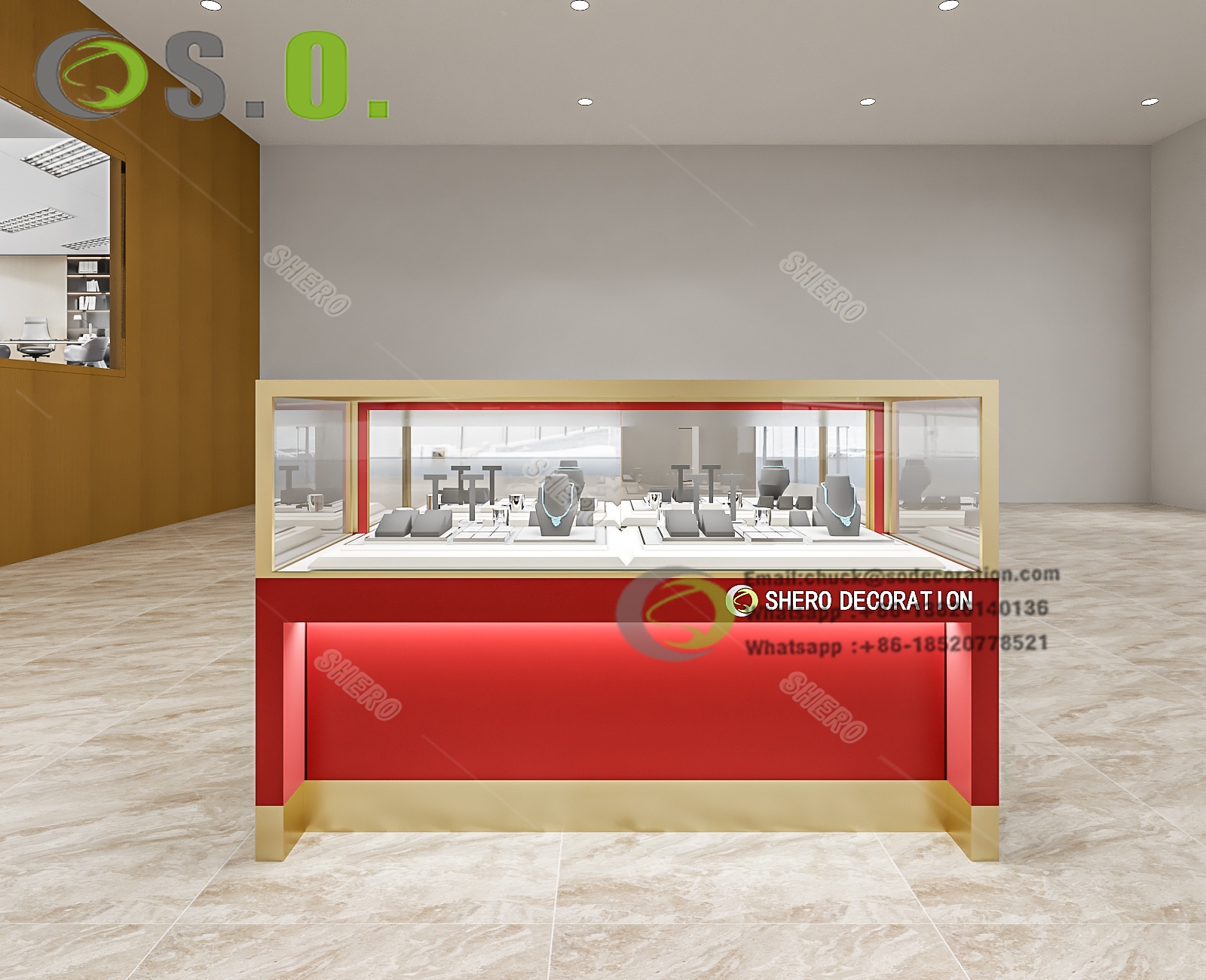 Shero Company Design Customized Jewellery Showcase Jewellery Display Counter