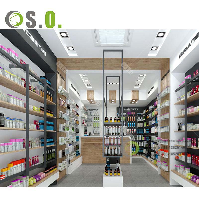 Drugstore Showcases Pharmacy Display Stand Glass Display Counter
