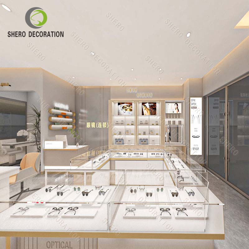 Modern Optical Shop Design Custom Glasses Display Stand Wall Eyeglasses Display Cabinet