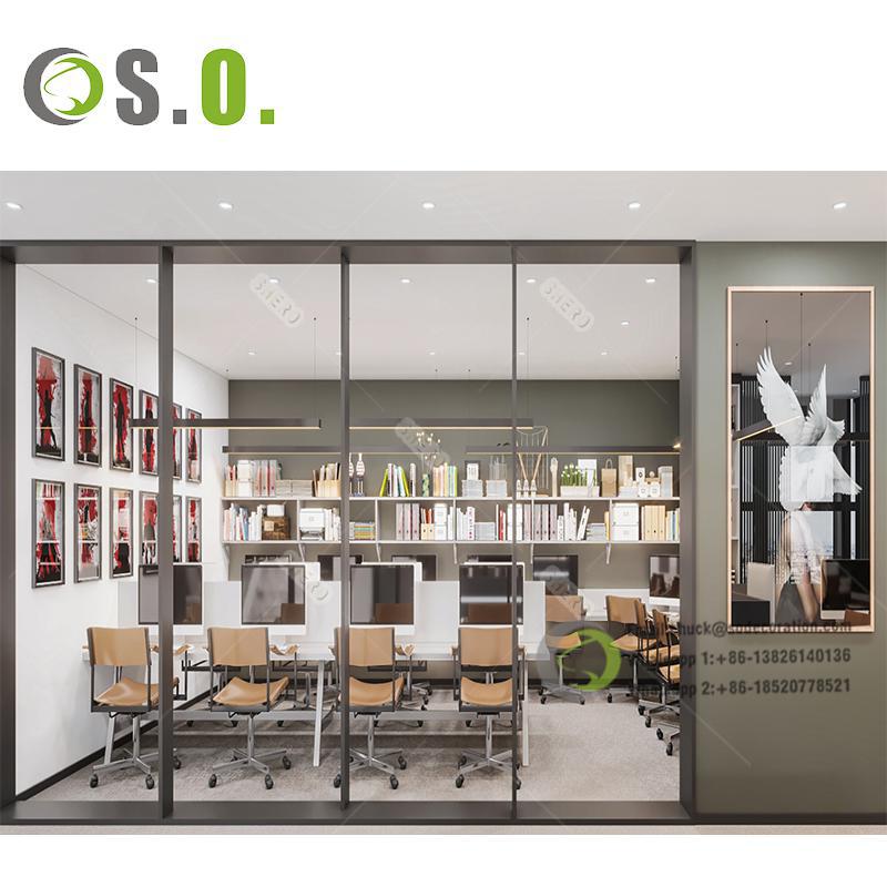 3D Rendering Glass Display Reception Desk Counter Showcase