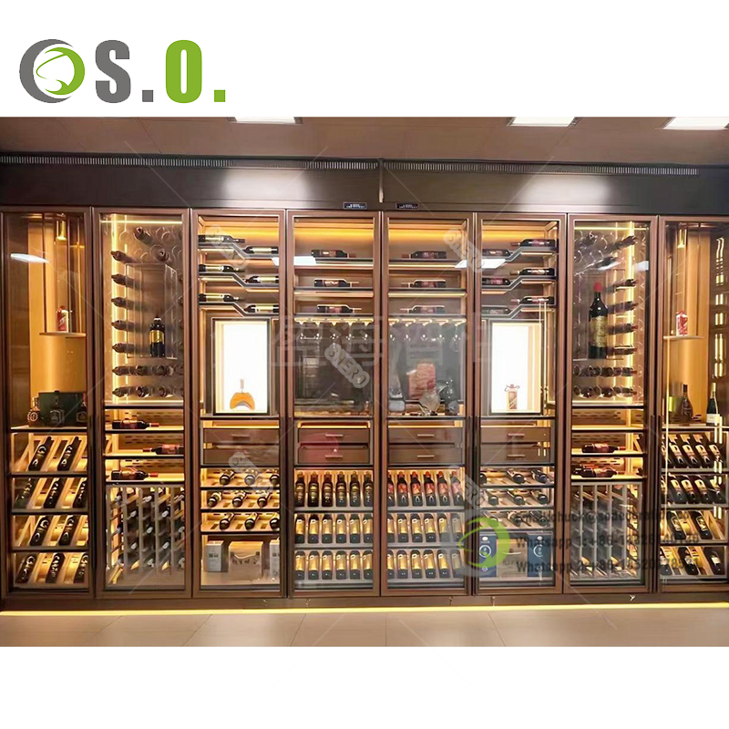 Luxurious design stainless steel wine cabinet bar cabinet