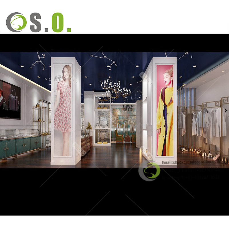 Modern Ladies Clothing Store Clothes Rack Display Showcase Custom