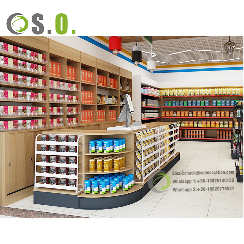 Custom Metal And Wooden Wine Shelf Sale Shelving Display Supermarket Racks