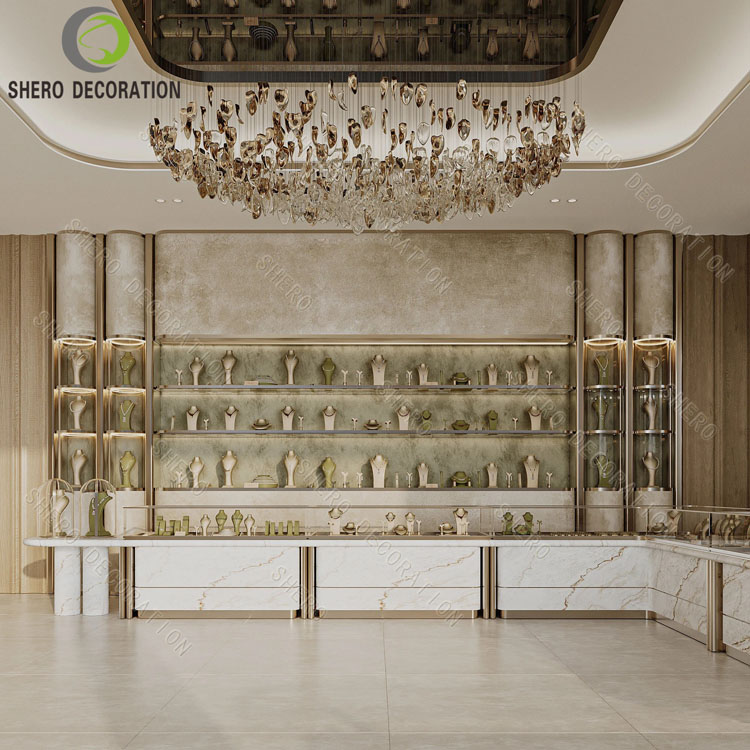 Luxury Custom Jewelry Display Counter Glass Wall Showcase