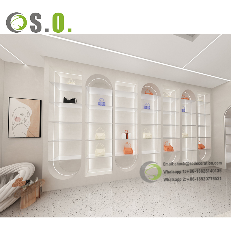 Customized Retail Bags Shop Fixtures Handbag Store Display Furniture Design For retail shop Decoration