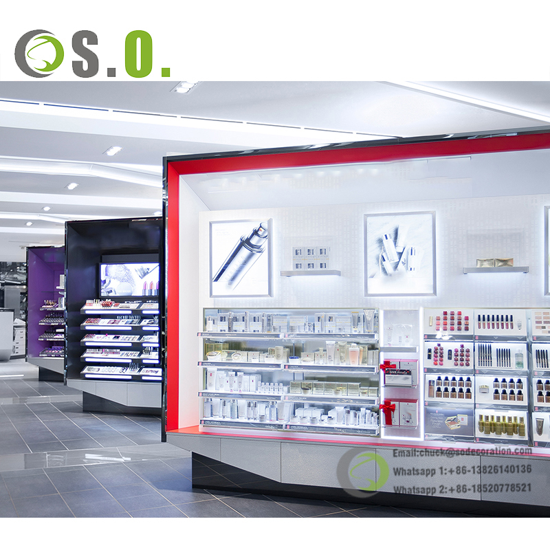 High end customized cosmetic shelf display for shopping