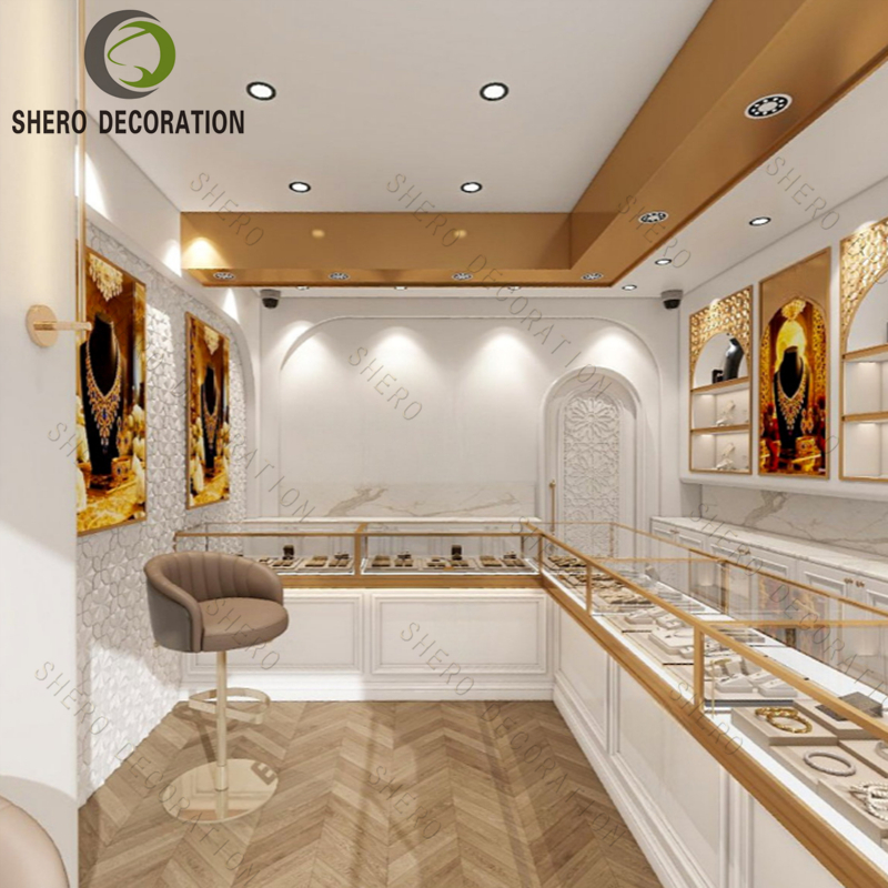 One Stop Custom Layout Design Jewellery Store Furniture Glass Jewelry Display Cabinet with Lights