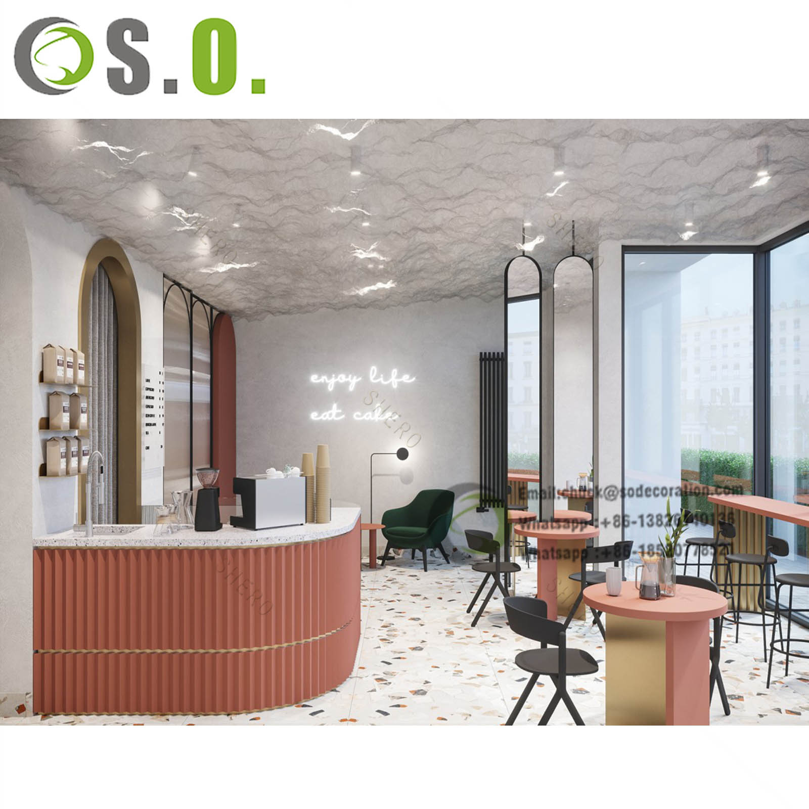 Coffee Shop Wooden Bar Counter Design Retail Display Counter