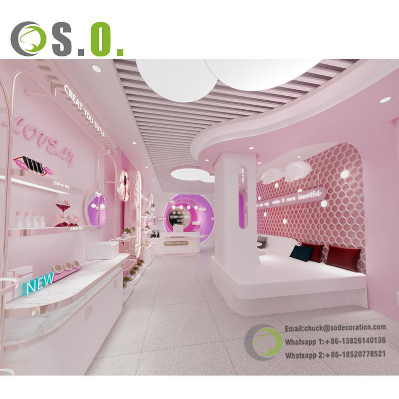 beauty display cabinet cosmetic display shopping fitting cosmetic kiosk