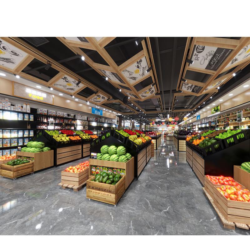 Vegetables shop Display Counter Supermarket Storage wall shelves