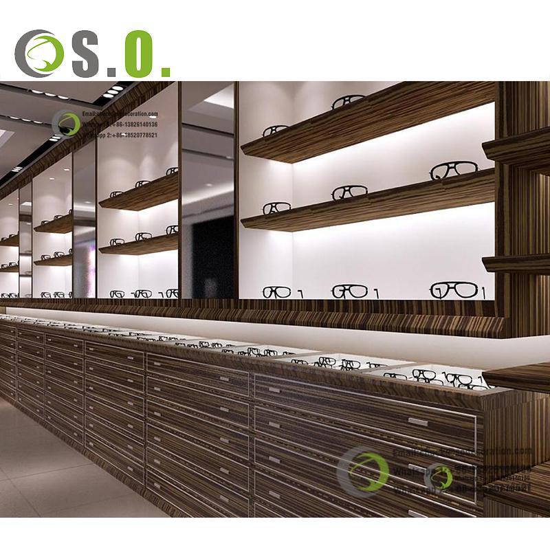 Custom Modern optical display cabinets wooden shop decoration eyewear display stand