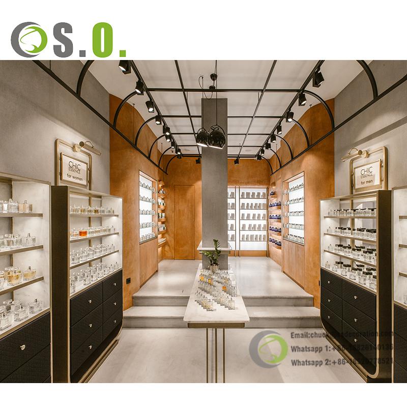 High Quality Perfume Shop Interior Design Perfume Display Cabinet Cosmetic Shop Design With LED Light